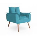 Poltrona Decorativa Amanda Suede Azul Turquesa