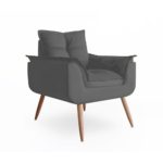 Poltrona Decorativa Amanda Suede Cinza