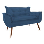 Conjunto Namoradeira + 02 Poltrona Amanda Para Sala Estar Recepção Suede Azul Marinho - Image 2