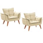 Kit 02 Poltrona Decorativa Amanda Suede Bege