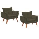 Kit 02 Poltrona Decorativa Amanda Suede Cinza