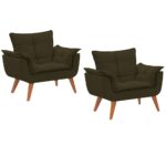Kit 02 Poltrona Decorativa Amanda Suede Marrom
