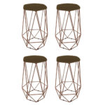 Kit 04 Banqueta Aramada Sophia Suede Marrom - Mandamóveis