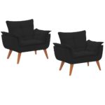 Kit 02 Poltrona Decorativa Amanda Suede Preto